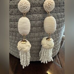 White beaded dangle earrings